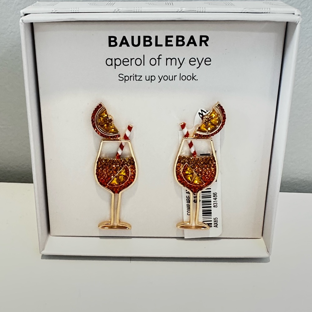 BaubleBar Aperol Glass Earrings with Orange and Gold